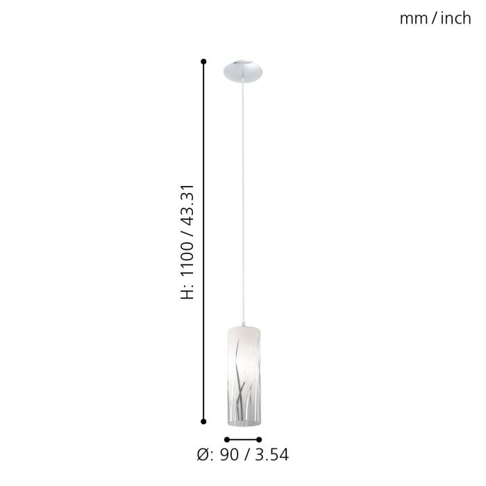 RIVATO Pendant Light, One Light Glass Shade (White)