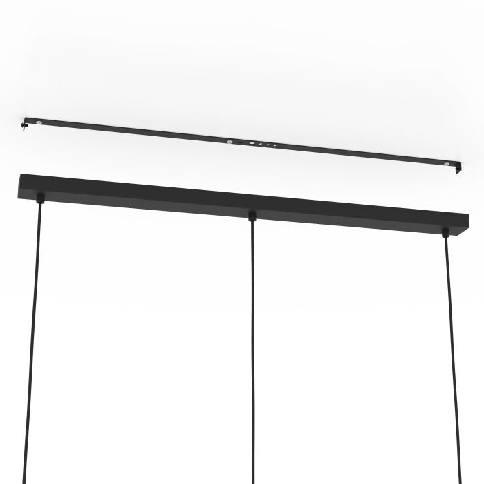 ROMAZZINA Pendant Light, Three Lights Metal Shade (Black)