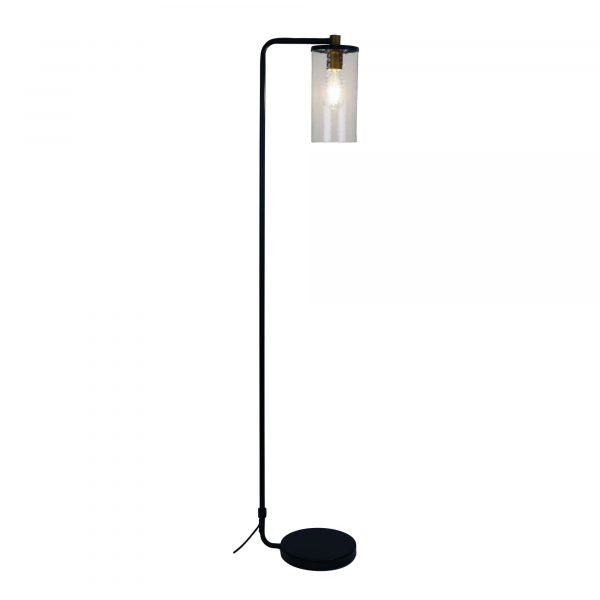 RAYMOND Floor Lamp, Metal Base Glass Shade (Black)