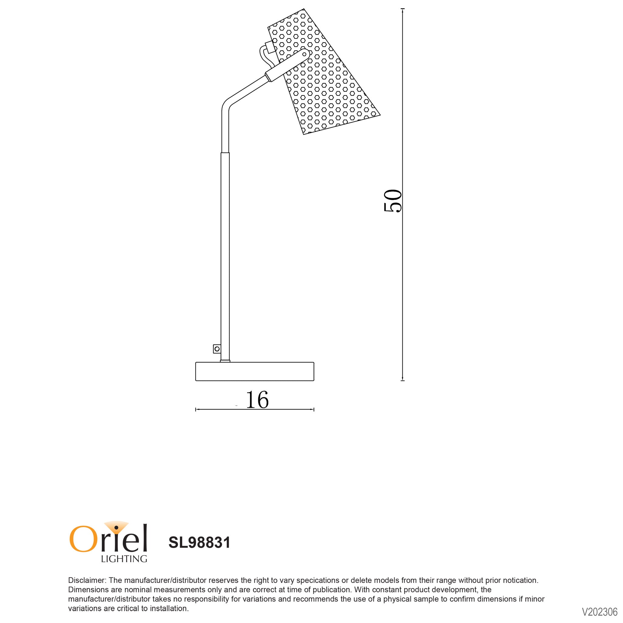 PERFO Desk Lamp dimensions