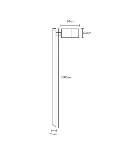 MR16 Exterior Spike Light, Single Adjustable (1000mm, Black)