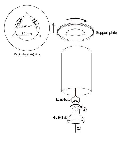 SURFACE GU10 Down Light, 35W (Powder Pink/Coffee Liqueur)