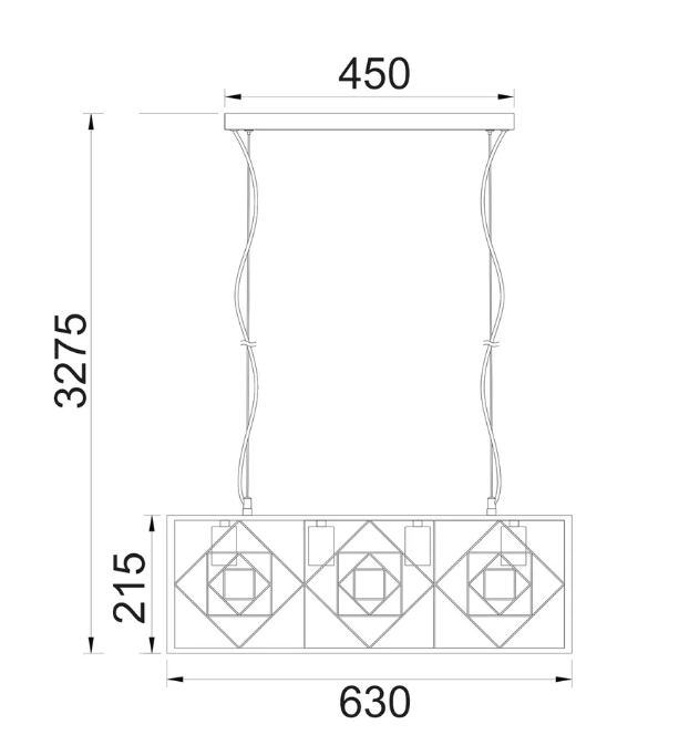 GAGGIA Interior Rectangular Imitation Antique Brass Cage Pendant Light