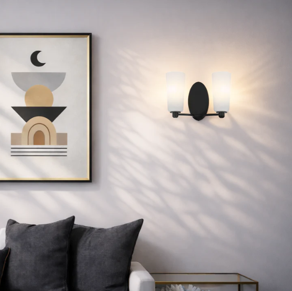 BREVAN 2 LIGHT WALL BRACKET (Black / Antique Gold)