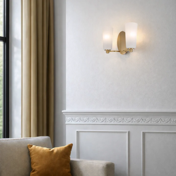 BREVAN 2 LIGHT WALL BRACKET (Black / Antique Gold)