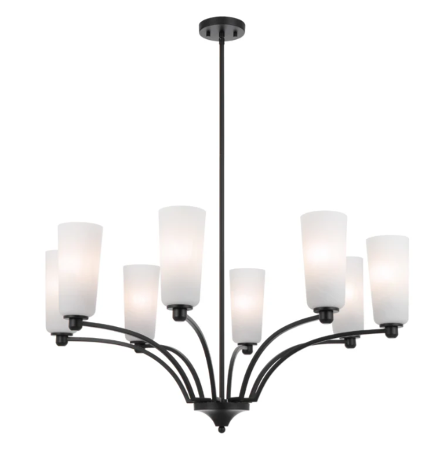 BREVAN 8 LIGHT PENDANT (Black/ Antique Gold)