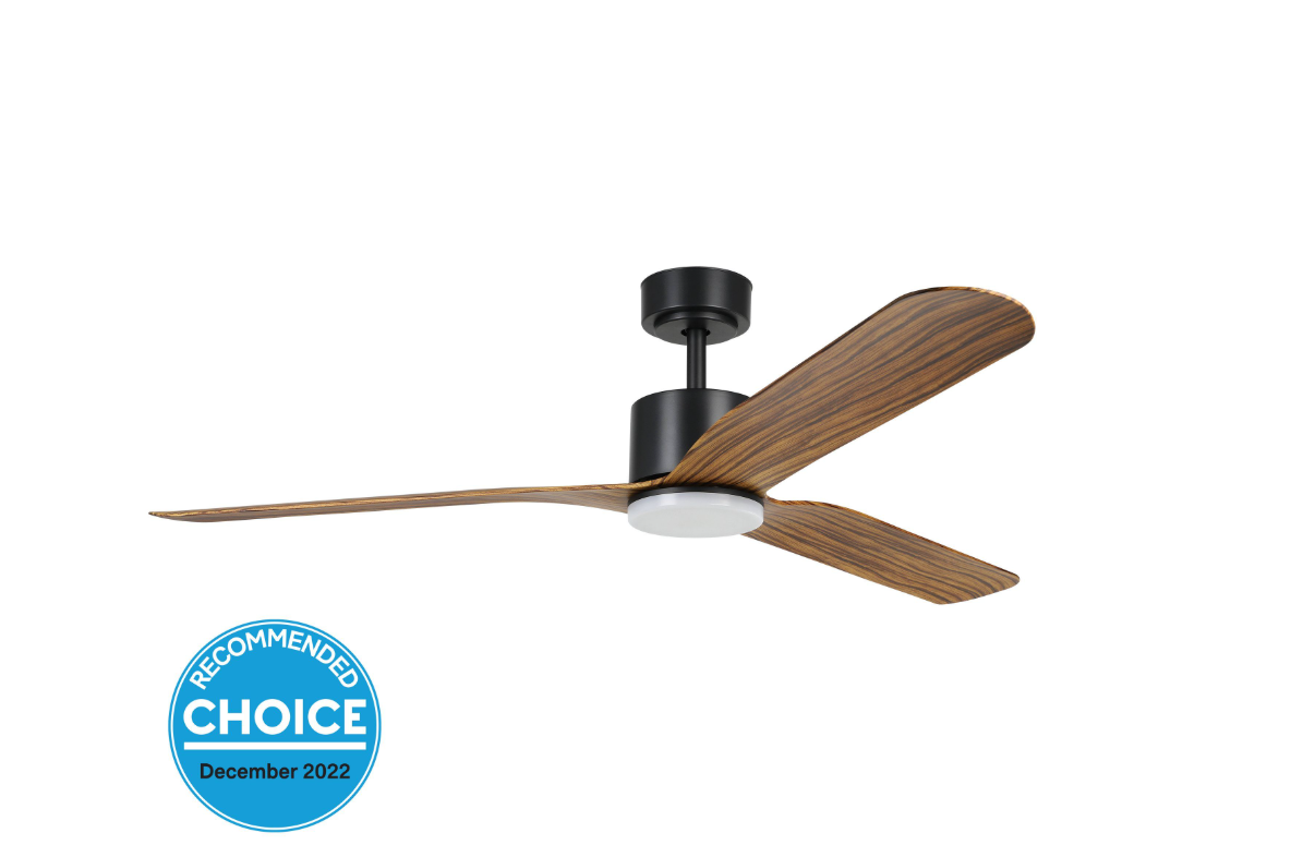 ILUKA 60 DC ceiling fan with LED light (Black/Wood)