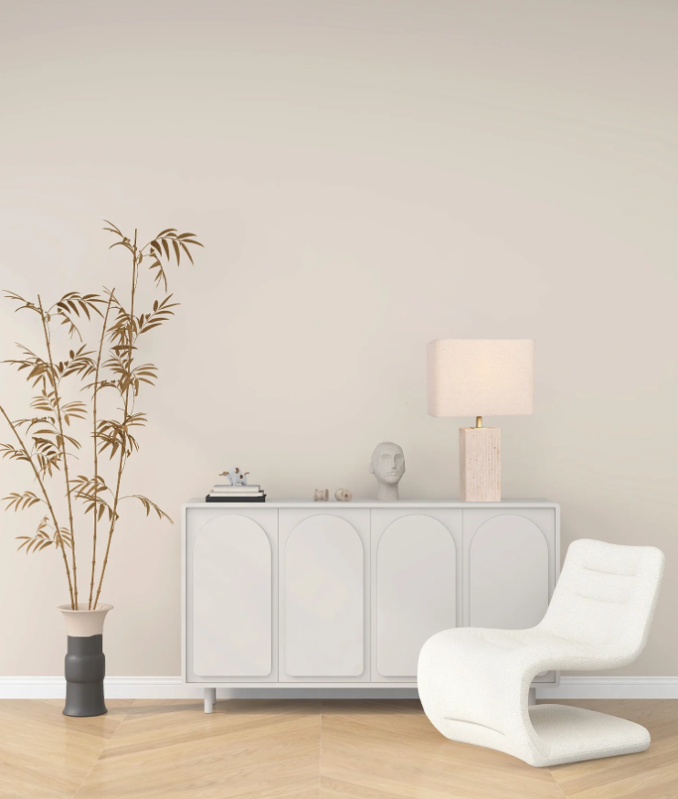 SAGITTA: Beige Travertine Base Rectangular Fabric Cream Shade Table Lamps