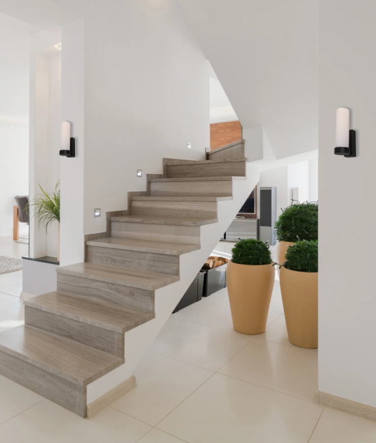 VARA: Interior Tubular Opal Glass Wall Lights