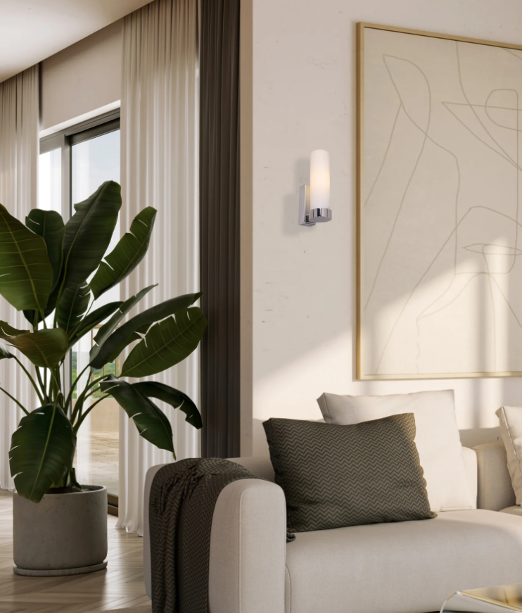 VARA: Interior Tubular Opal Glass Wall Lights