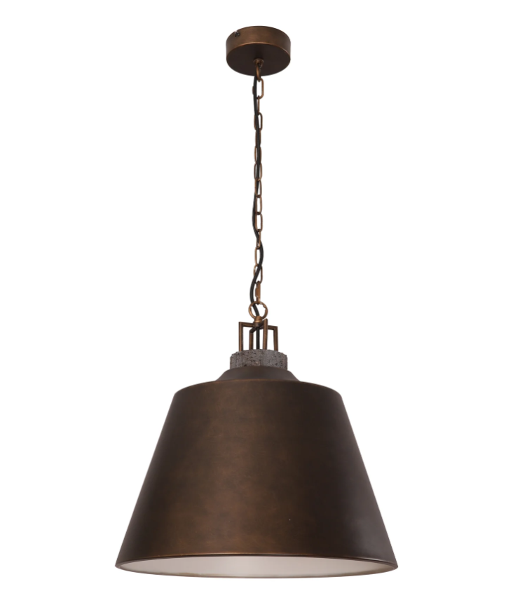 CLOCHE: Interior Metal Shade with Travertine Highlight Bell Shape Pendant Lights