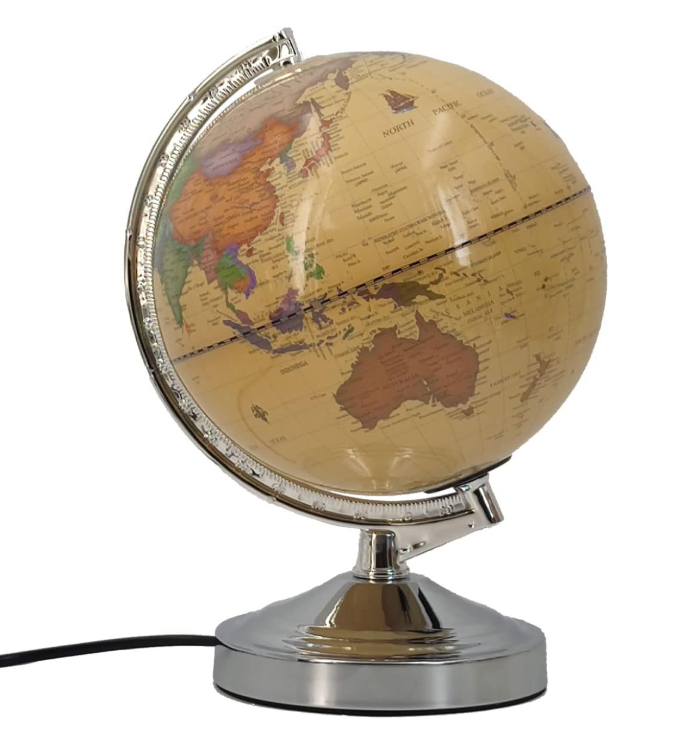 Brown World Globe Touch Lamp