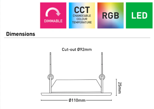 Walter 10W 90mm Ikuü Smart Wi-Fi RGB And CCT LED Downlight