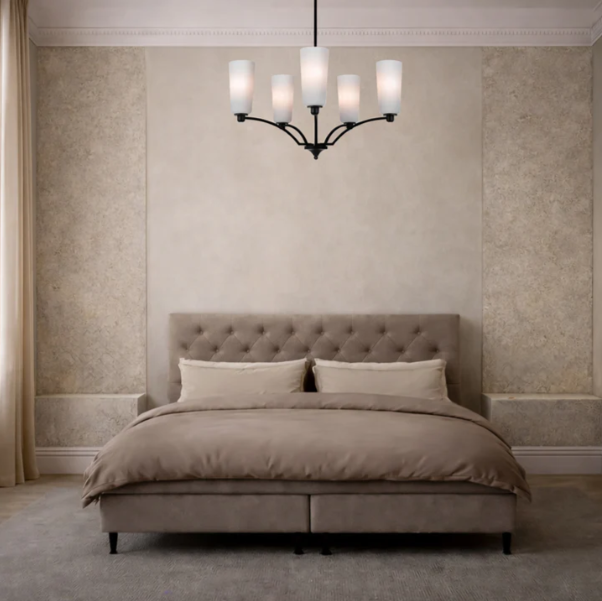 BREVAN 5 LIGHT PENDANT (Black/ Antique Gold)