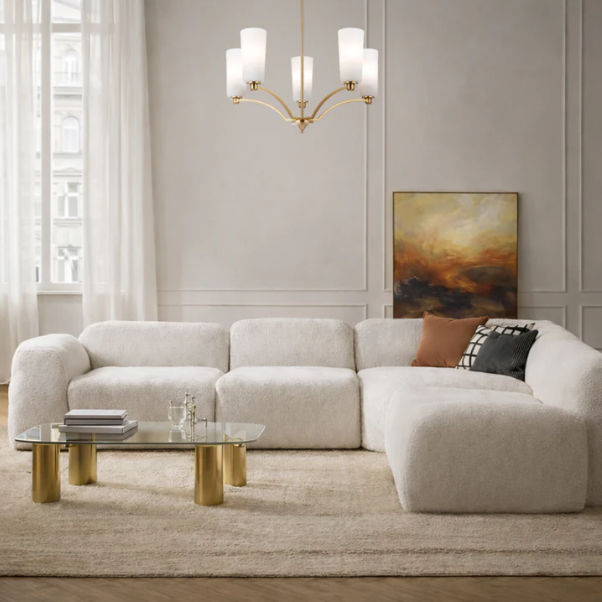 BREVAN 5 LIGHT PENDANT (Black/ Antique Gold)