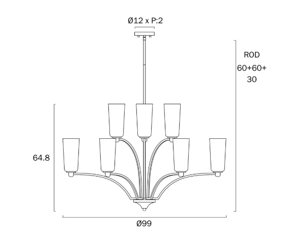 BREVAN 9 LIGHT PENDANT
