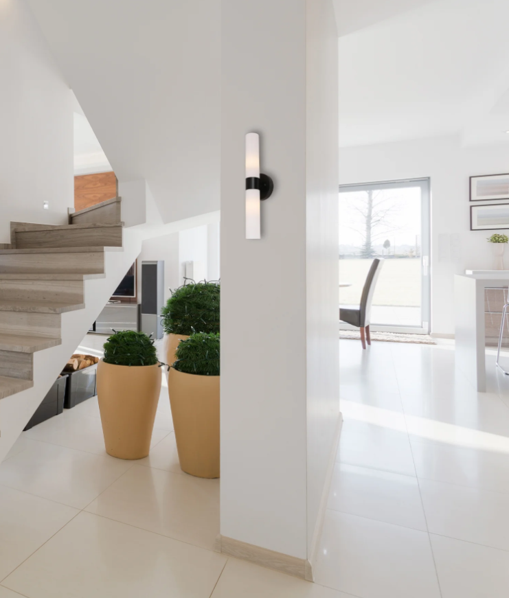 VARA: Interior Tubular Opal Glass Wall Lights