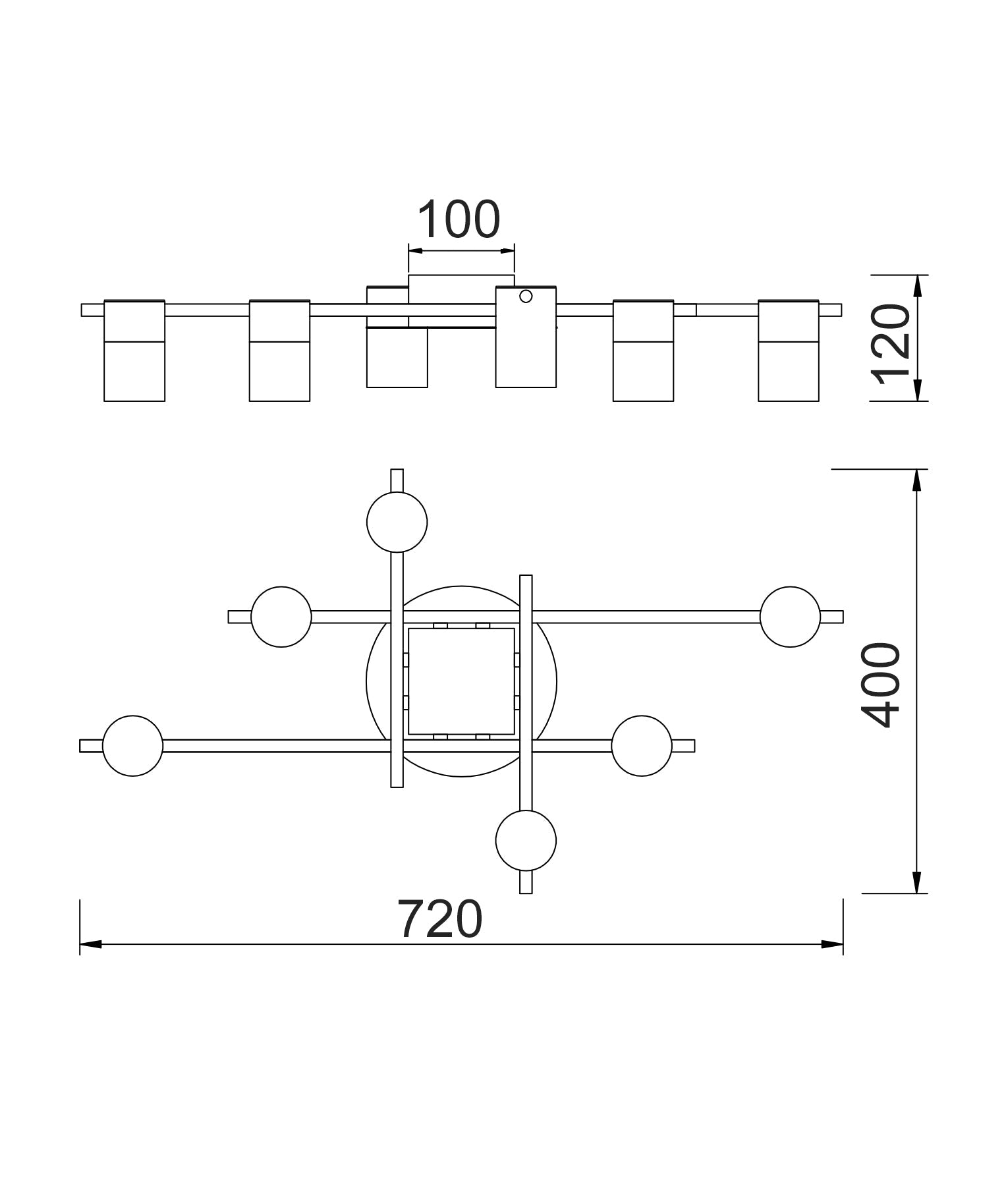 TACHE Interior Ceiling Light, Six Lights (Brass)