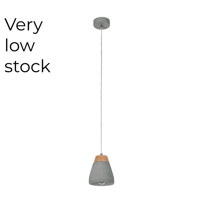 TAREGA Pendant Light, One Light Concrete Shade (Natural, Grey)