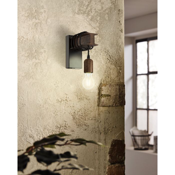 TOWNSHEND 4 Wall Light, Black/Brown