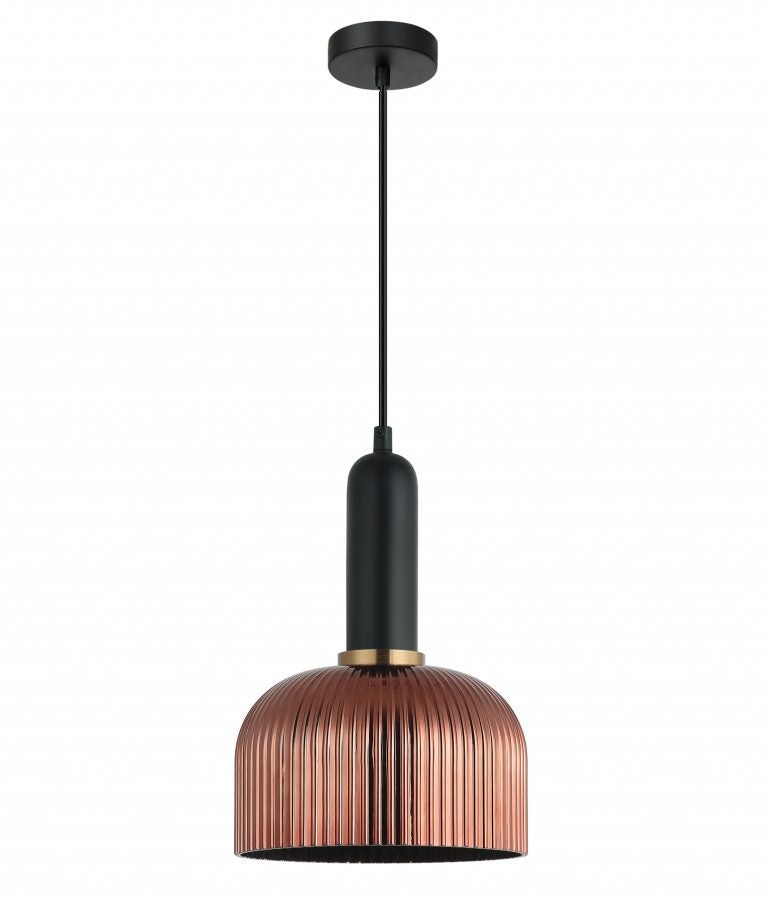 VINTAJ Pendant Light, Dome Glass Shade (Smokey Black/Green/Amber/Copper Painted/Chrome/Clear)