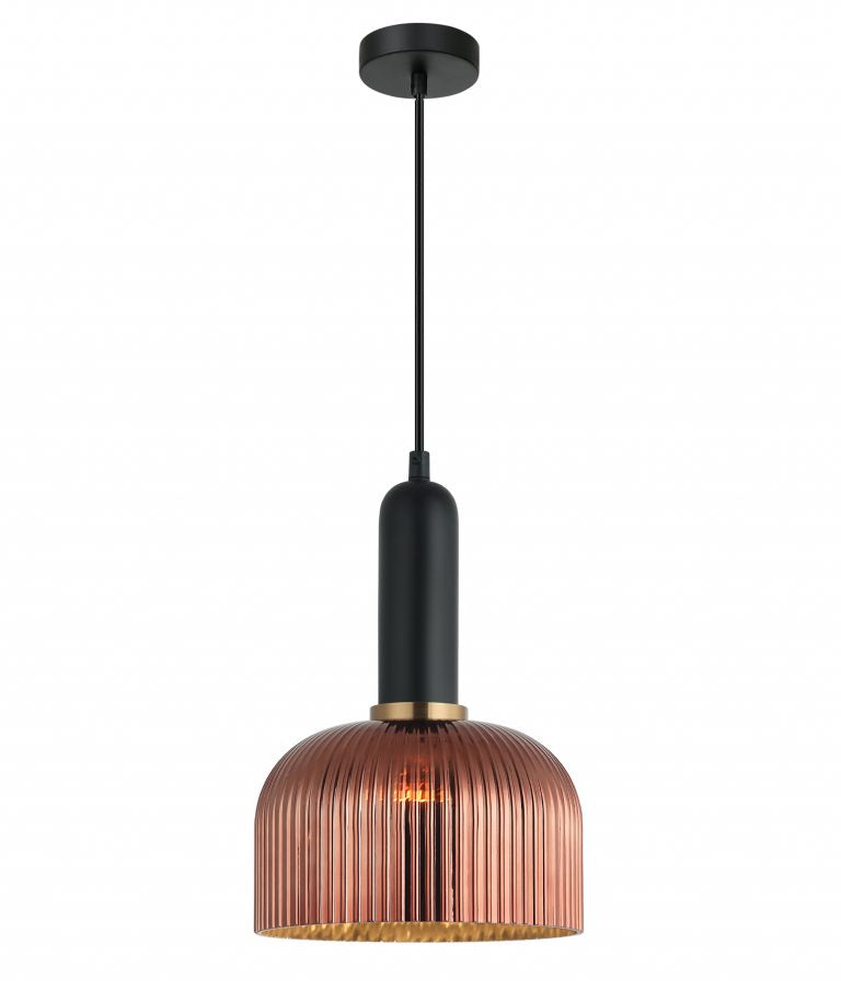 VINTAJ Pendant Light, Dome Glass Shade (Smokey Black/Green/Amber/Copper Painted/Chrome/Clear)