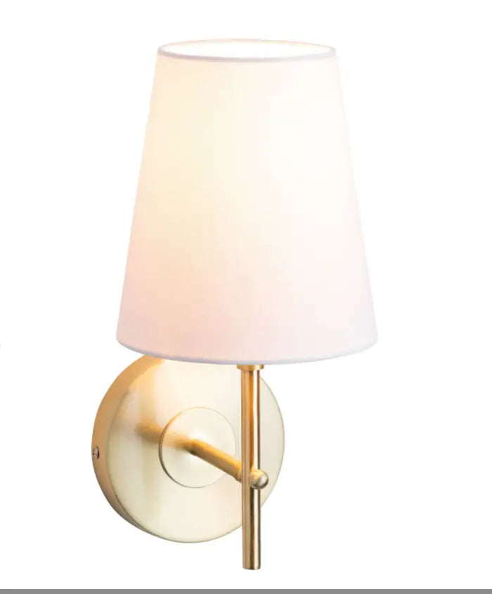 Wilshire Wall Light with White Linen Shade (Brushed Brass/Matt Black)