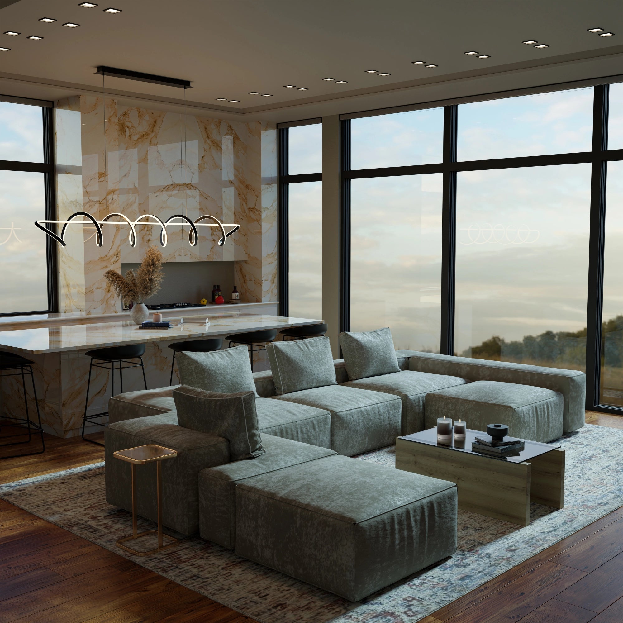 BULBUL Spiral Linear LED Pendant
