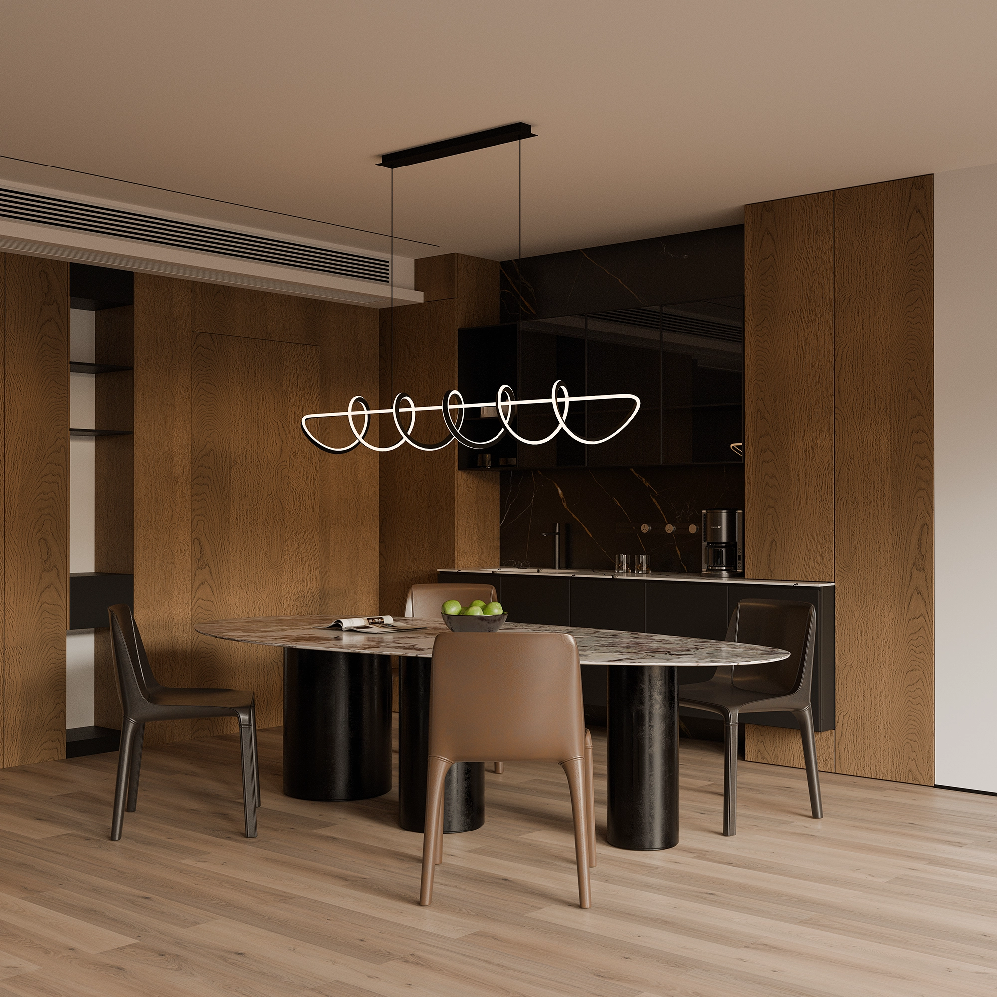 BULBUL Spiral Linear LED Pendant