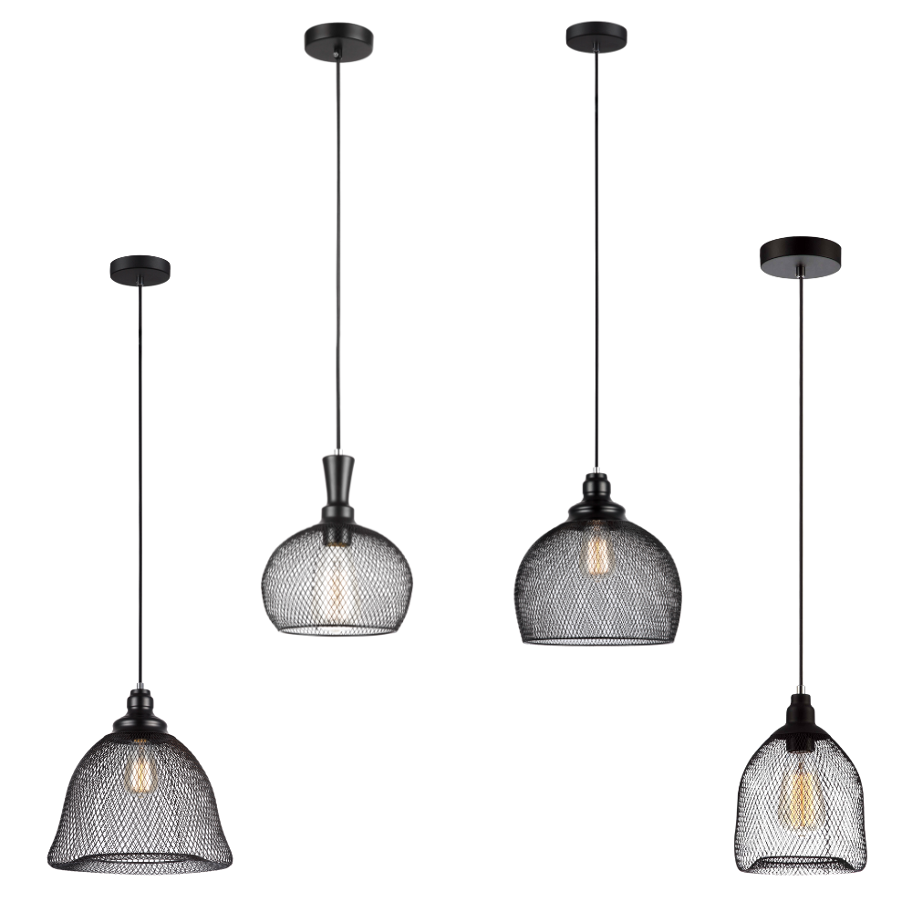 CHEVEUX: Industrial Black Mesh Pendant Light