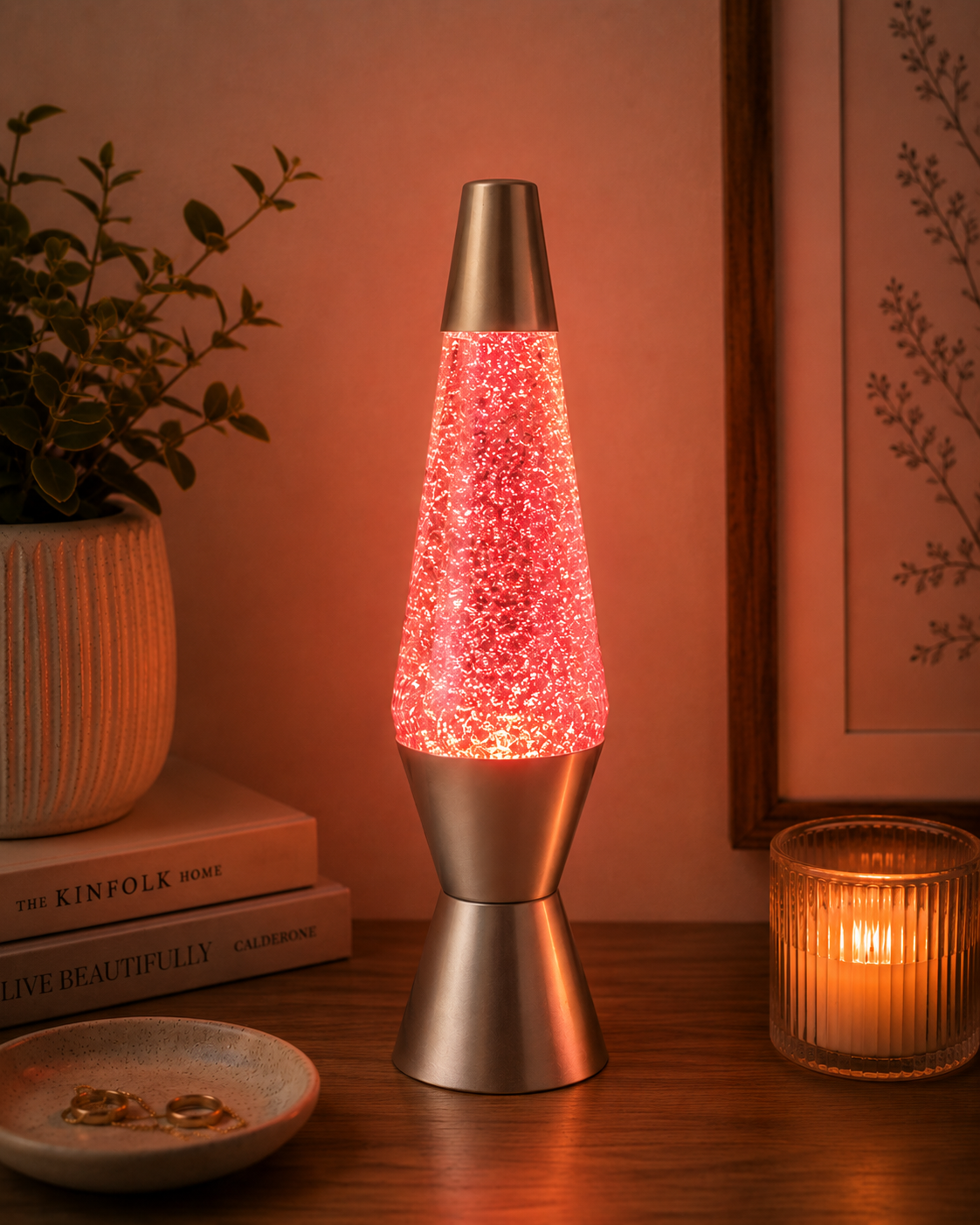 Pink Glitter Lamp