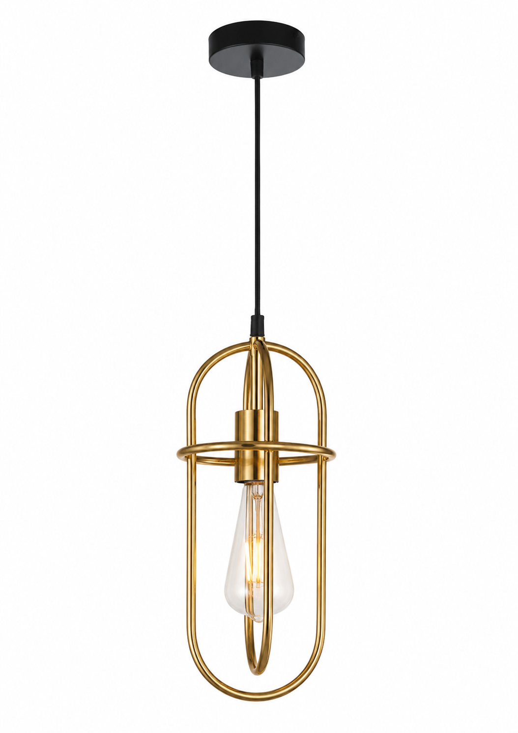 PAPILLON: Interior Oblong Antique Brass Pendant Light without coolie shade