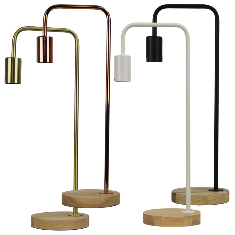 LANE Scandi Table Lamp Black with Timber