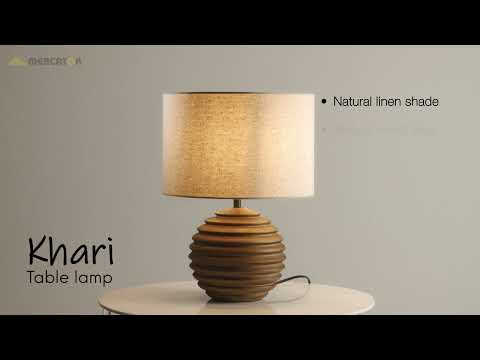 KHARI Table Lamp, Linen Shade (Natural)