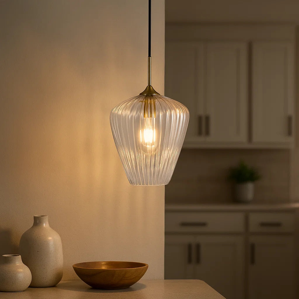 RIBBON Ribbed Glass Pendant