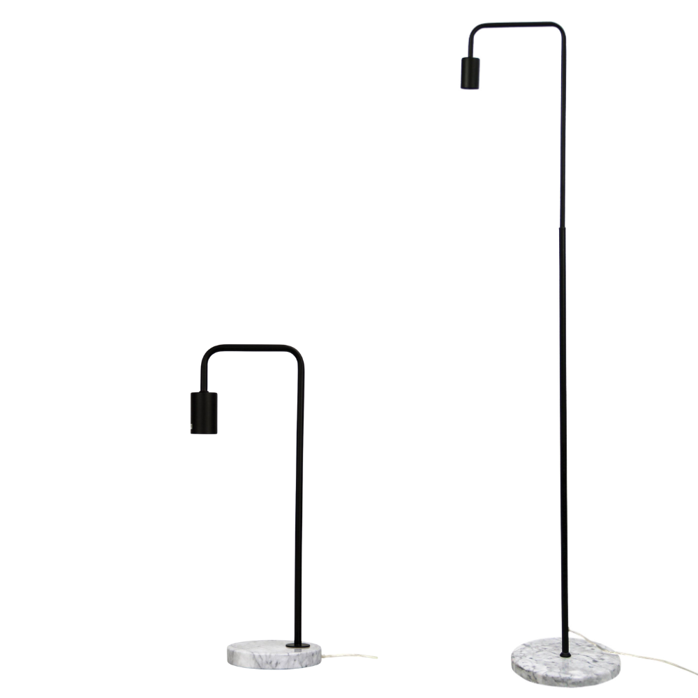 VILLE Black Scandi Lamp with Marble Base