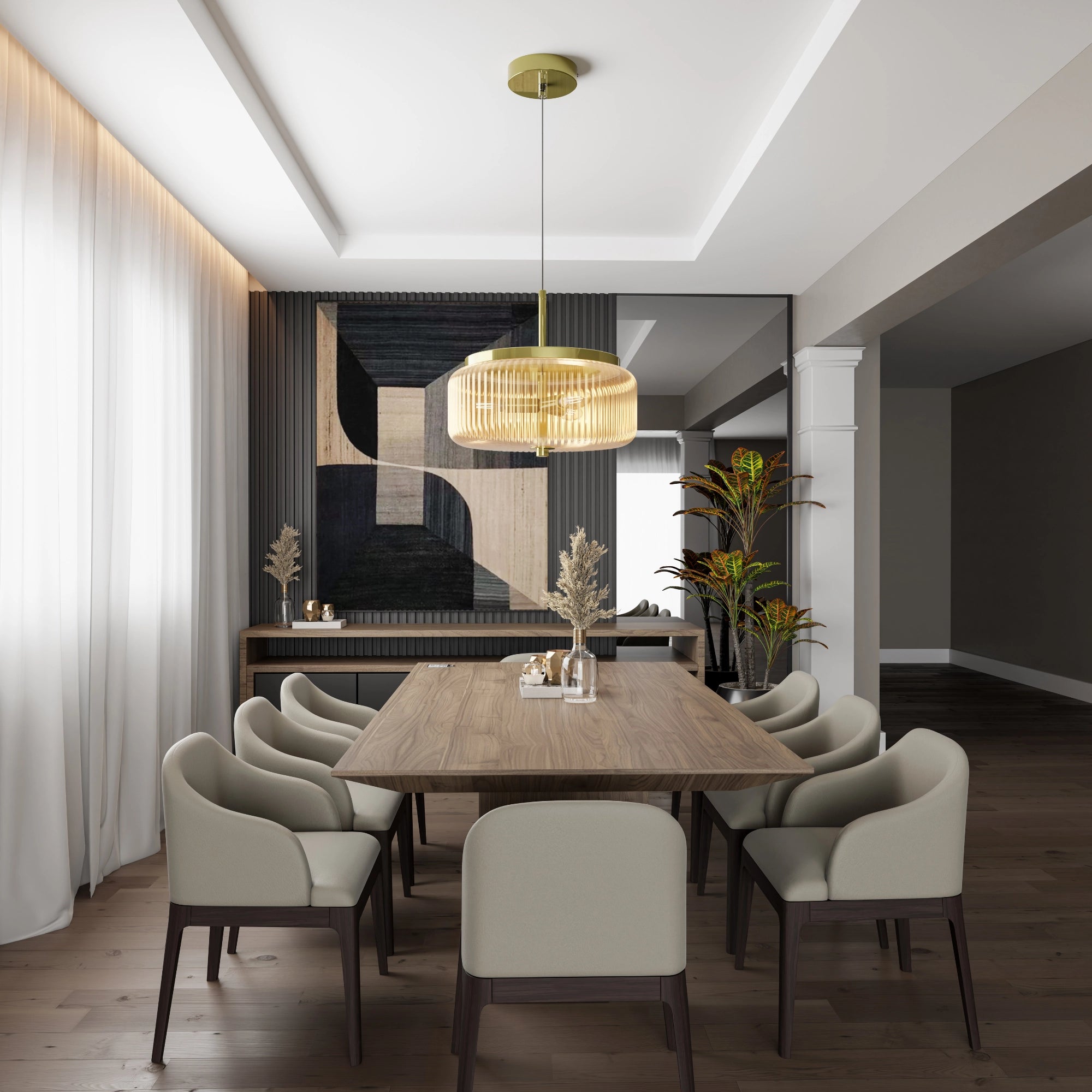 WHISTLER Contemporary Ribbed Glass Pendants
