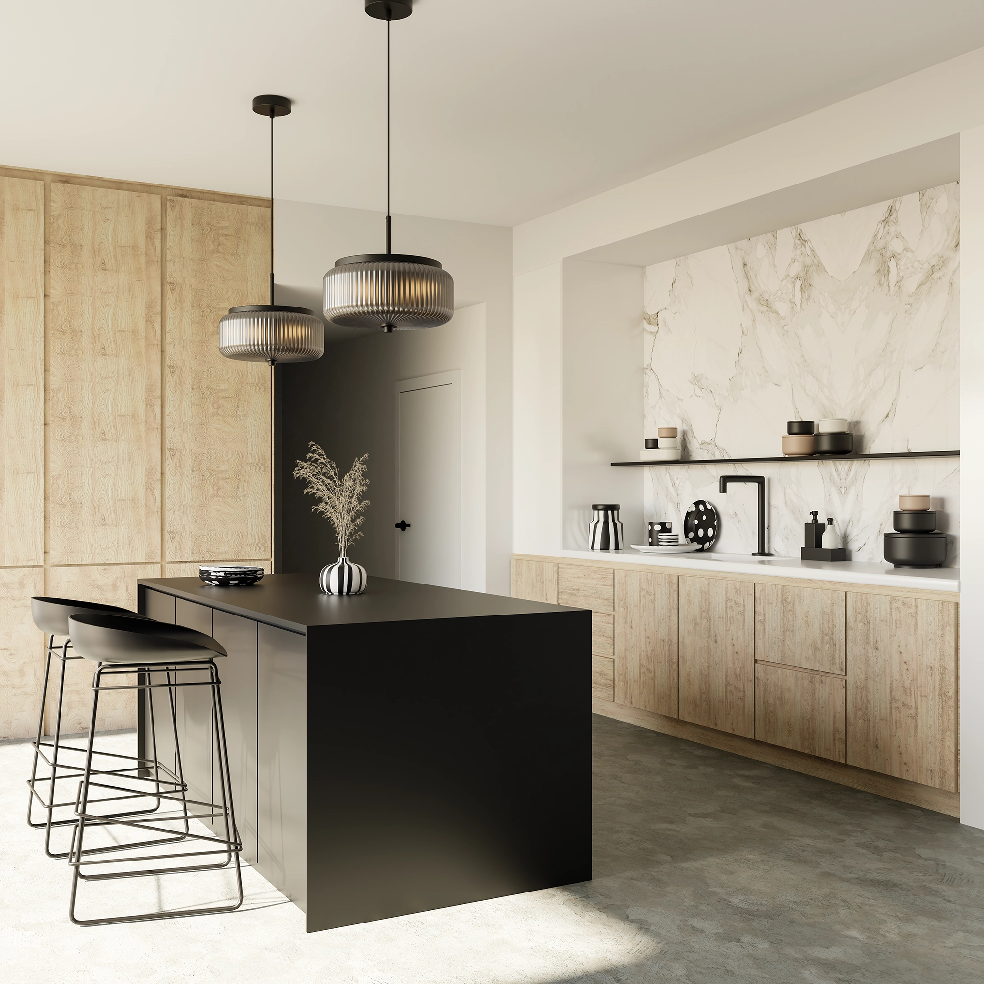 WHISTLER Contemporary Ribbed Glass Pendants