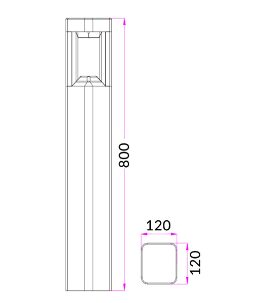 BOL Exterior Bollard Lights, 7W LED (Black)