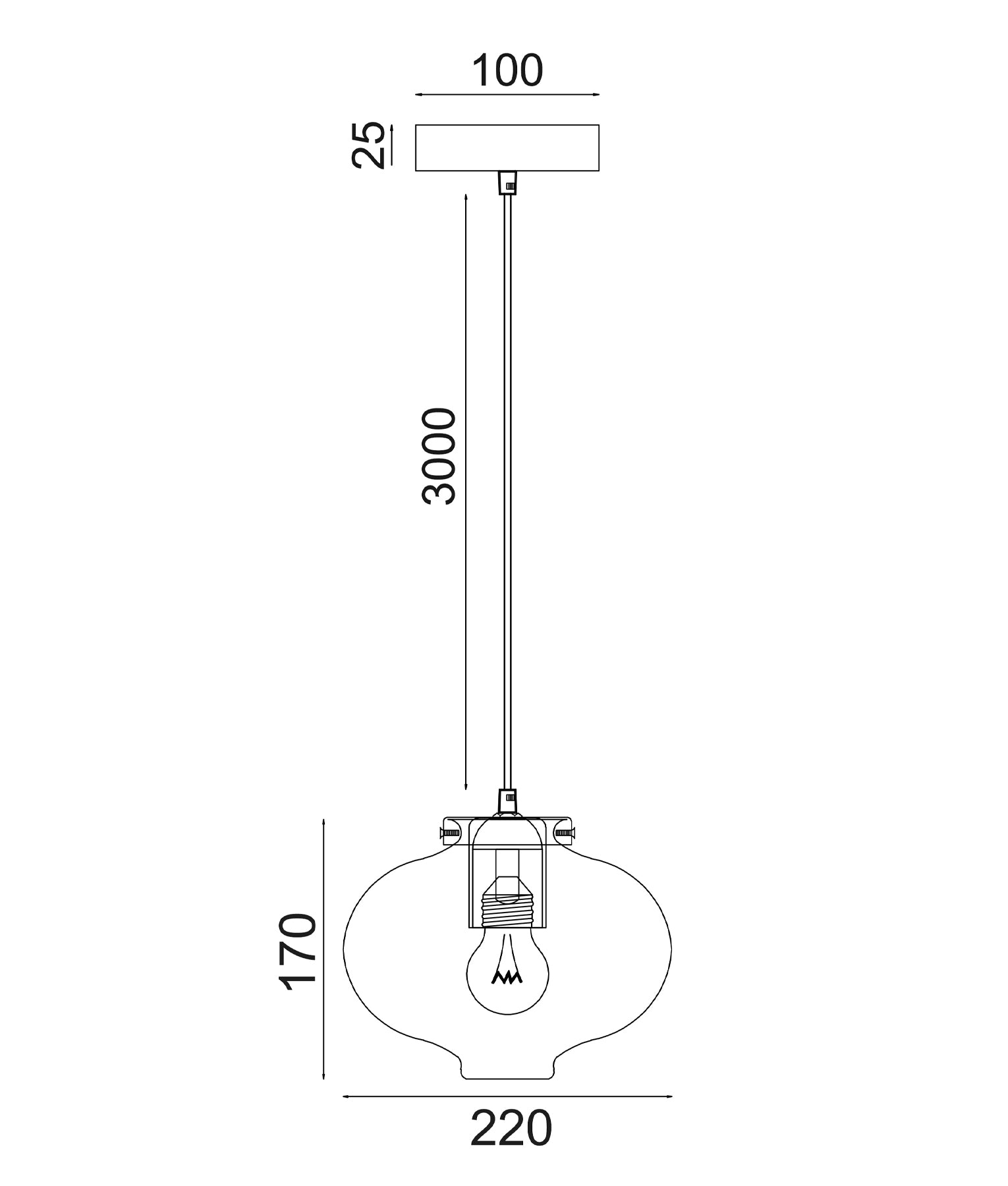 FOSSETTE Pendant Light, One Light Glass Shade (Smoke)