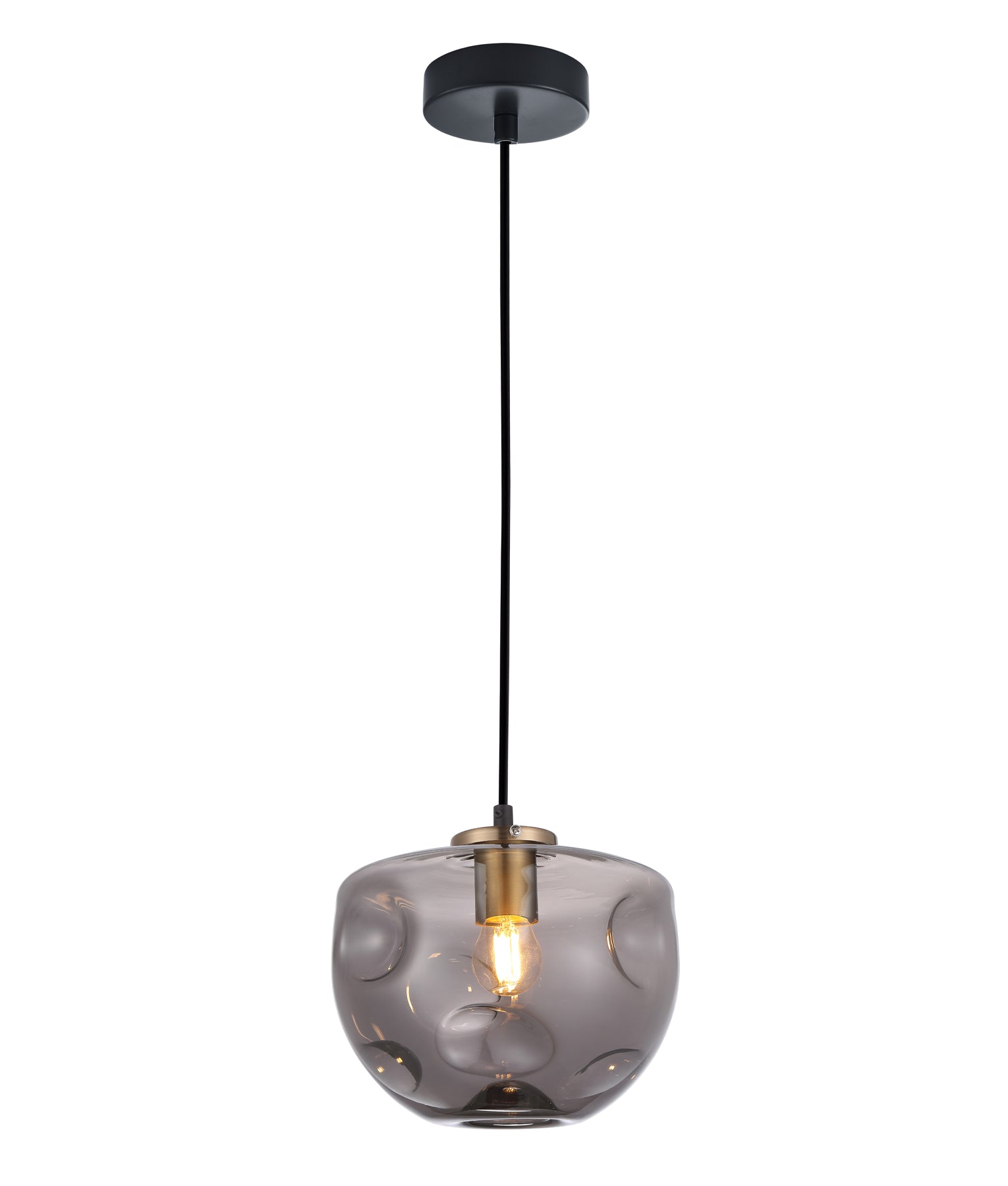 FOSSETTE Pendant Light, One Light Glass Shade (Smoke)