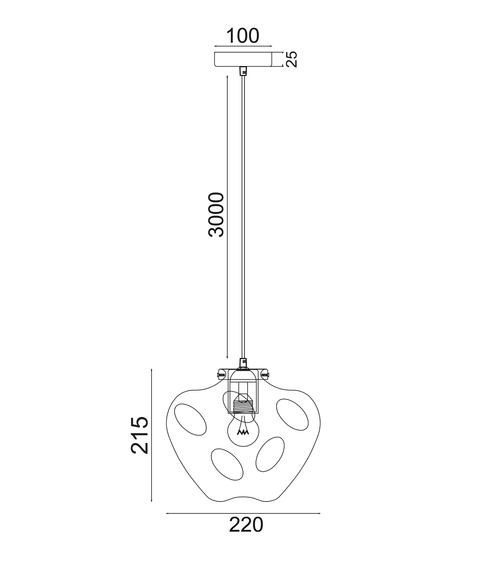 FOSSETTE Pendant Light, One Light Glass Shade (Smoke)