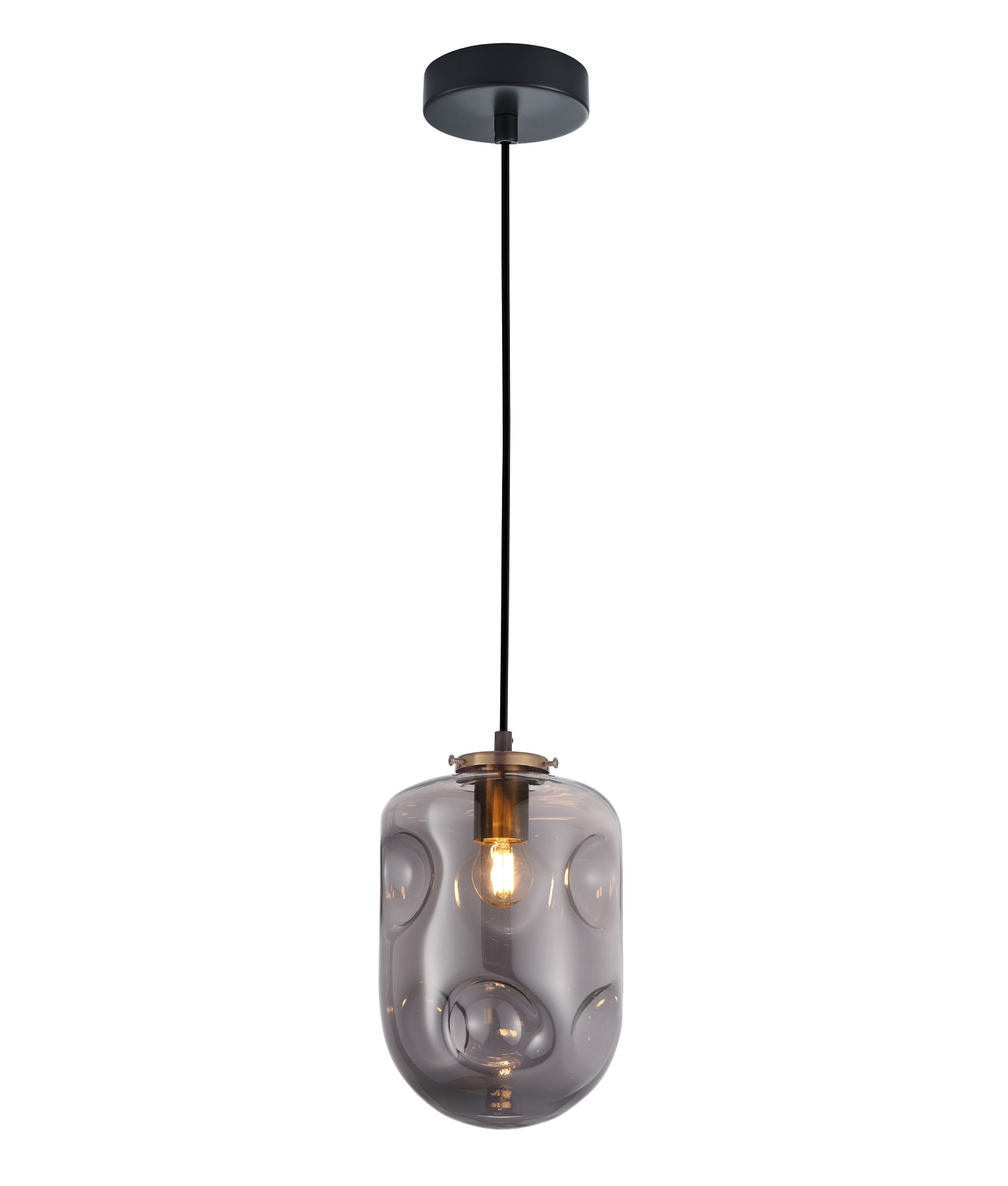 FOSSETTE Pendant Light, One Light Glass Shade (Smoke)