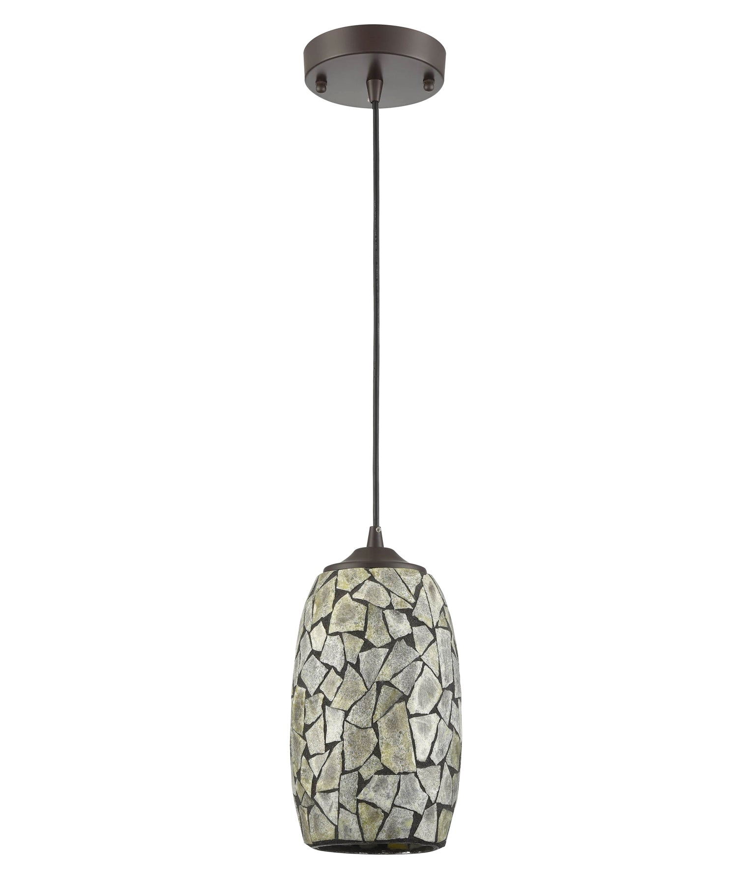 GLAZE Pendant Light, One Light Glass Stone Shade (Mosaic Dark/ Mosaic Light)