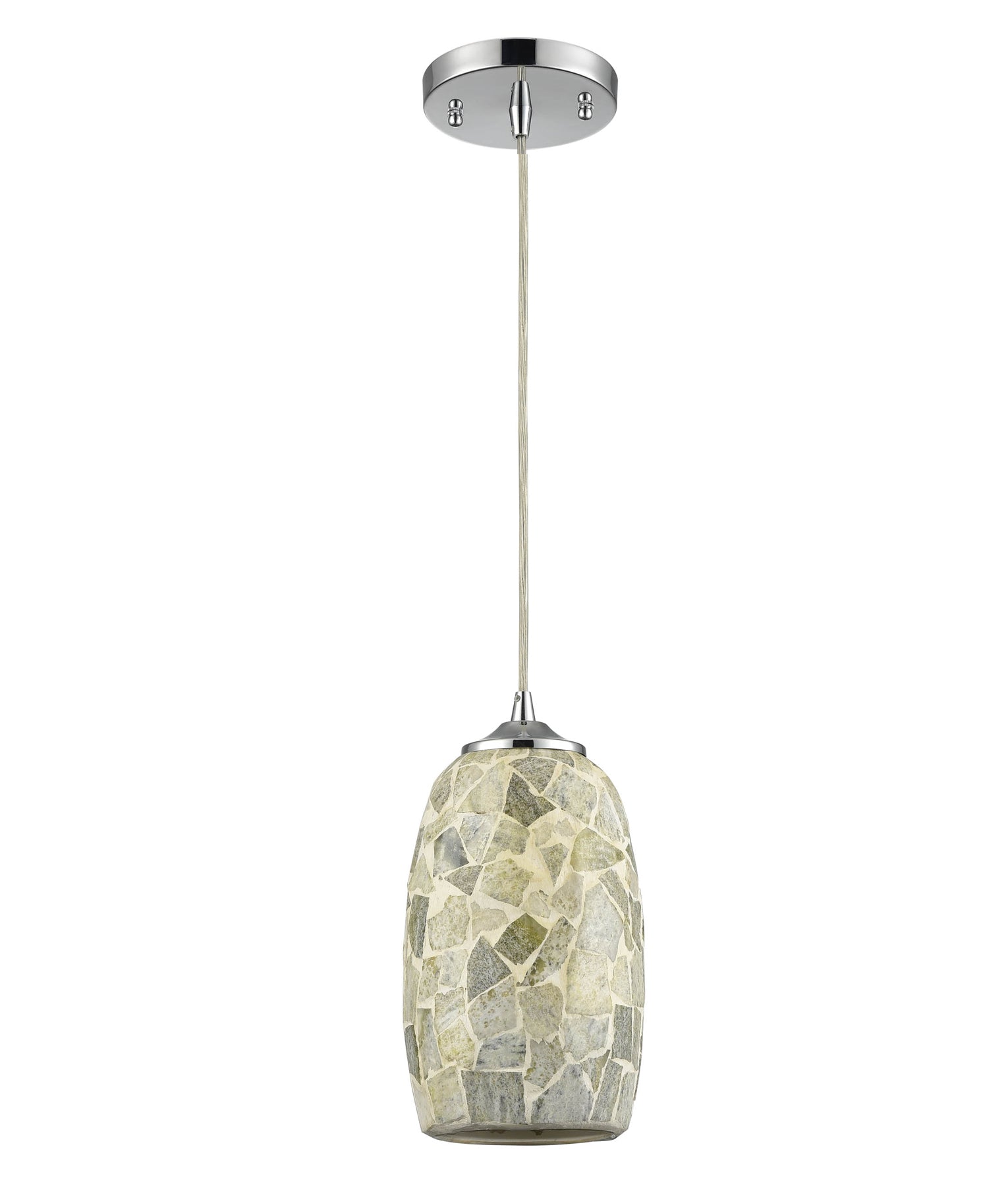 GLAZE Pendant Light, One Light Glass Stone Shade (Mosaic Dark/ Mosaic Light)