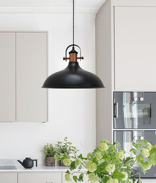 NARVIK Pendant Light, One Light Metal Shade (White/Black/Grey)