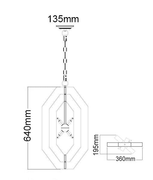 ORBITA Pendant Light, Four Light Metal Shade (Stainless Steel)