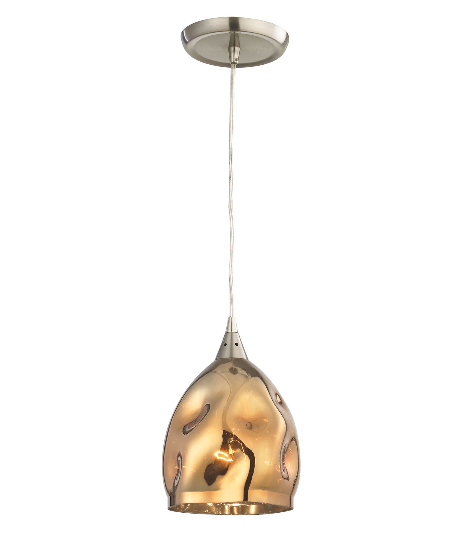 ORDITO Pendant Light, One Light Glass Shade (Champagne/Black Chrome/Gold)