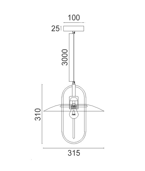 PAPILLON Pendant Light, One Light Glass Iron Shade (Matt Black Clear Glass)