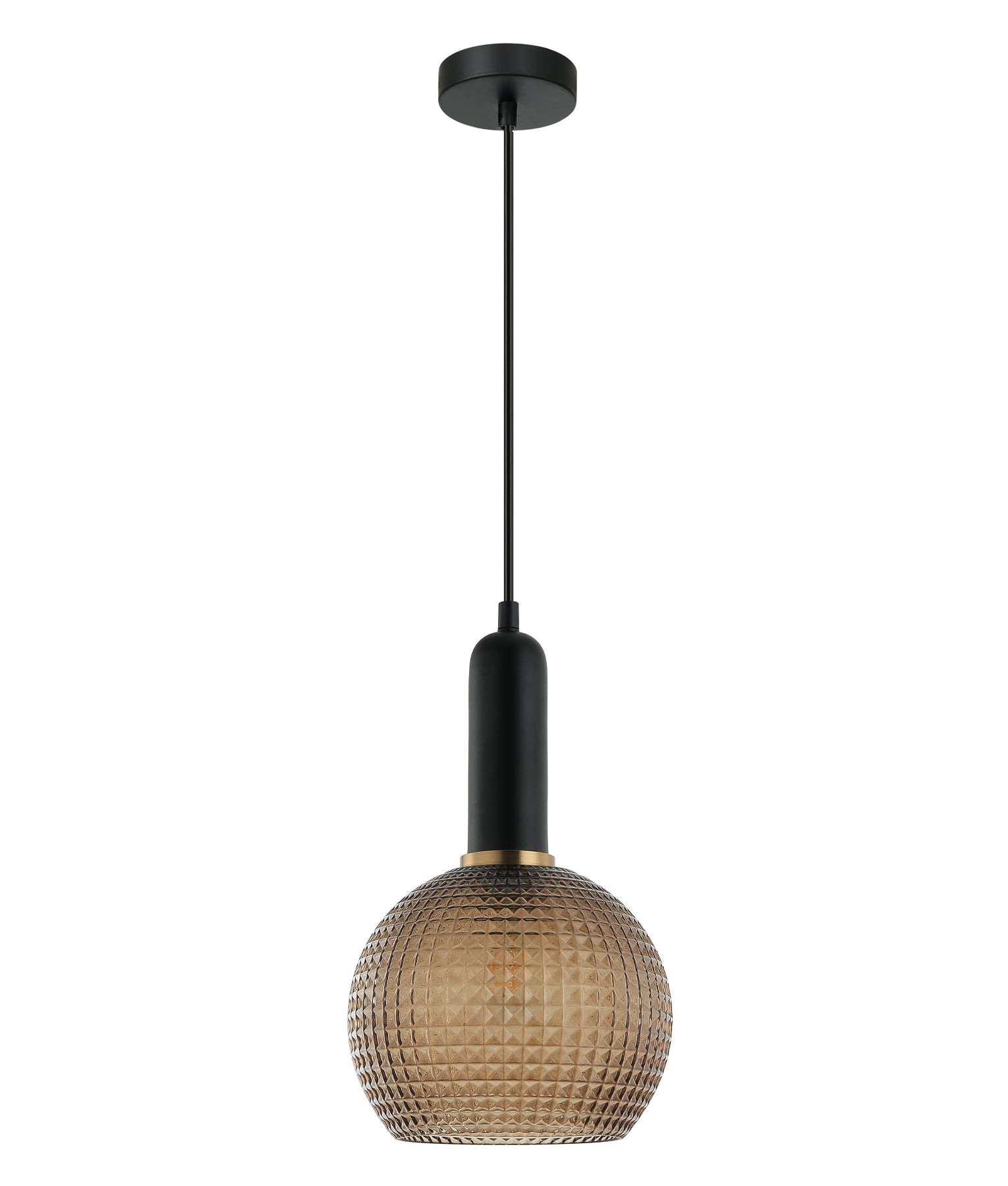 PELOTA Pendant Light, One Light Glass Shade (Black/Green/Amber/Copper/Chrome/Clear)